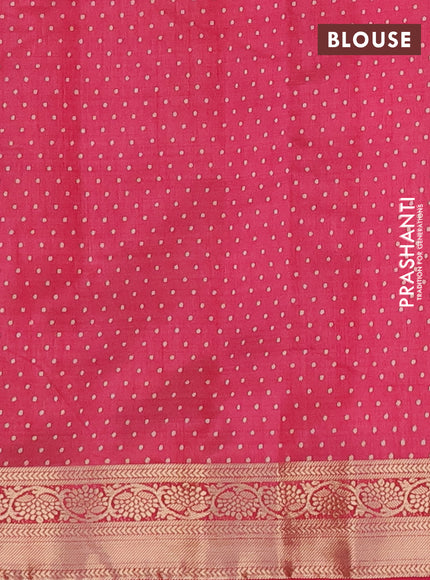 Semi raw silk saree pink with butta prints and zari woven border