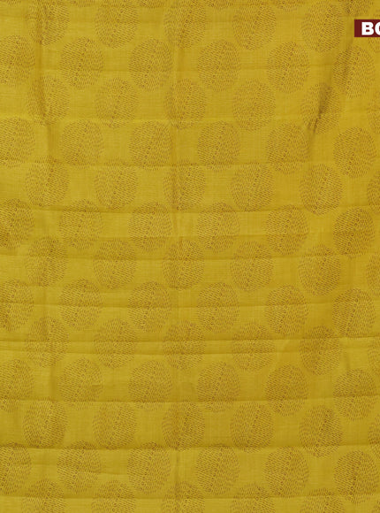 Semi raw silk saree yellow with butta prints and zari woven border