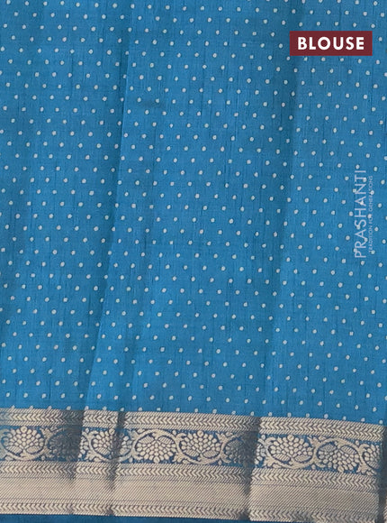 Semi raw silk saree cs blue with butta prints and zari woven border