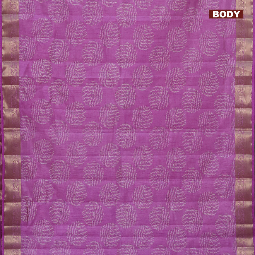 Semi raw silk saree lavender with butta prints and zari woven border