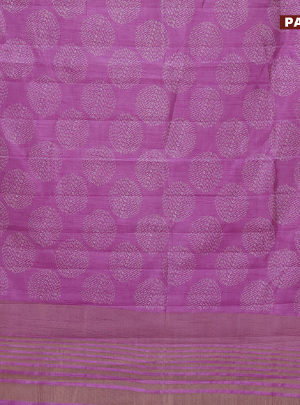 Semi raw silk saree lavender with butta prints and zari woven border