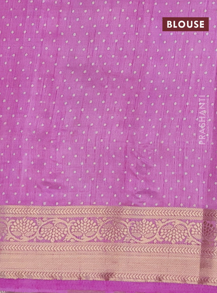 Semi raw silk saree lavender with butta prints and zari woven border