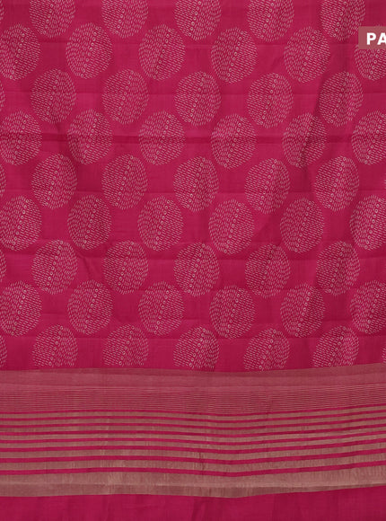 Semi raw silk saree reddish pink with butta prints and zari woven border