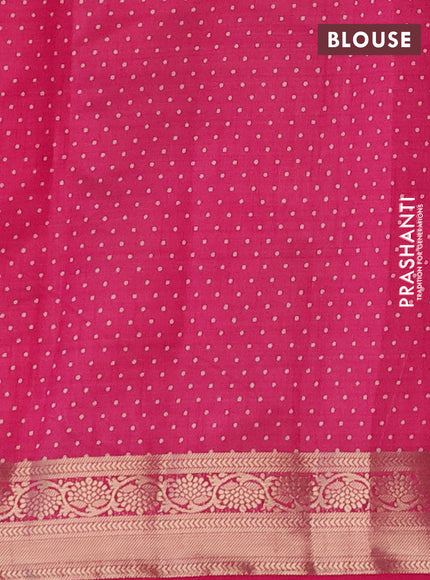 Semi raw silk saree reddish pink with butta prints and zari woven border