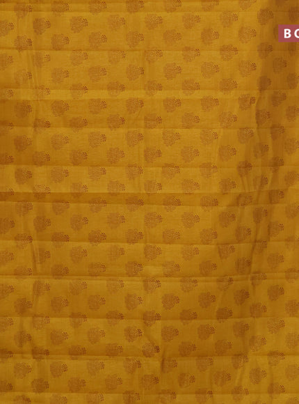 Semi raw silk saree mustard yellow with floral butta prints and zari woven border