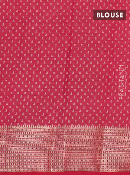 Semi raw silk saree reddish pink with floral butta prints and zari woven border