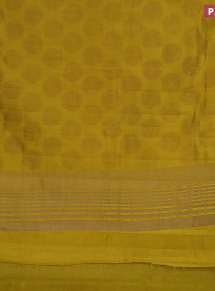 Semi raw silk saree yellow with butta prints and zari woven border