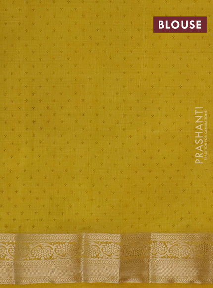 Semi raw silk saree yellow with butta prints and zari woven border