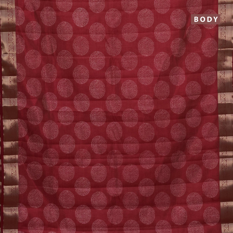 Semi raw silk saree red with butta prints and zari woven border