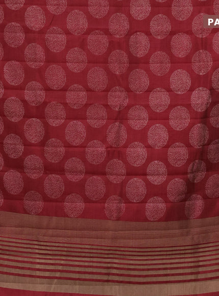 Semi raw silk saree red with butta prints and zari woven border