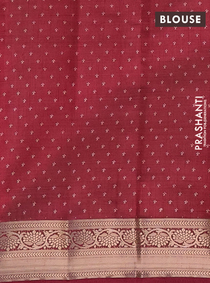 Semi raw silk saree red with butta prints and zari woven border