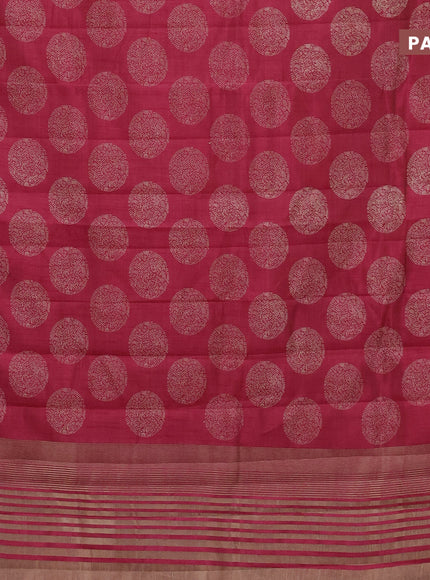 Semi raw silk saree pink with butta prints and zari woven border