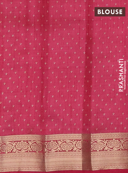 Semi raw silk saree pink with butta prints and zari woven border