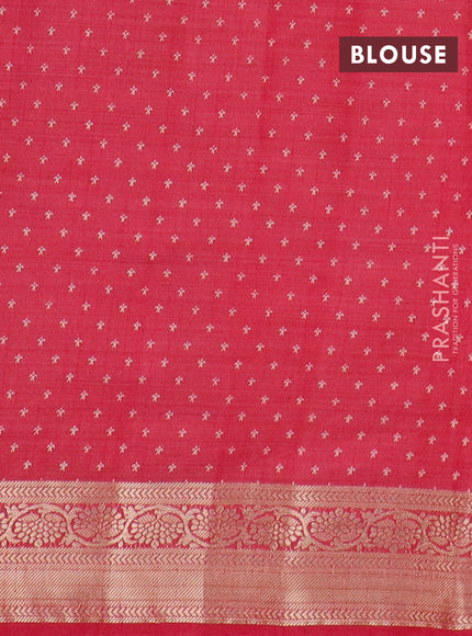 Semi raw silk saree red with butta prints and zari woven border