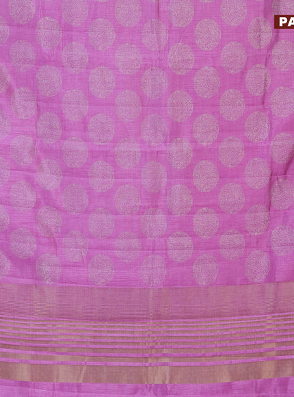 Semi raw silk saree lavender with butta prints and zari woven border