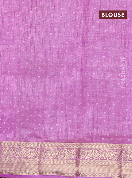 Semi raw silk saree lavender with butta prints and zari woven border