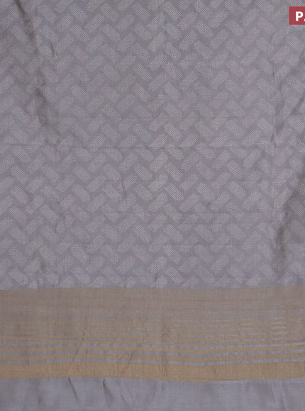 Semi raw silk saree grey with butta prints and zari woven border