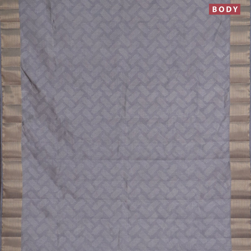 Semi raw silk saree grey with allover butta prints and zari woven border