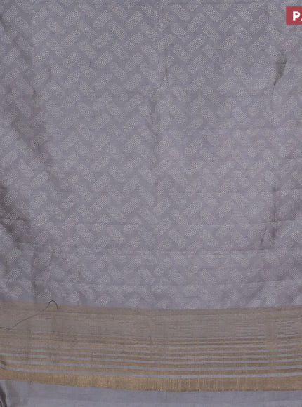 Semi raw silk saree grey with allover butta prints and zari woven border