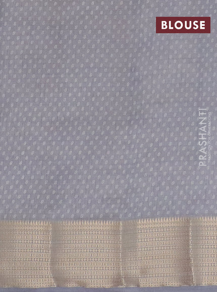 Semi raw silk saree grey with allover butta prints and zari woven border