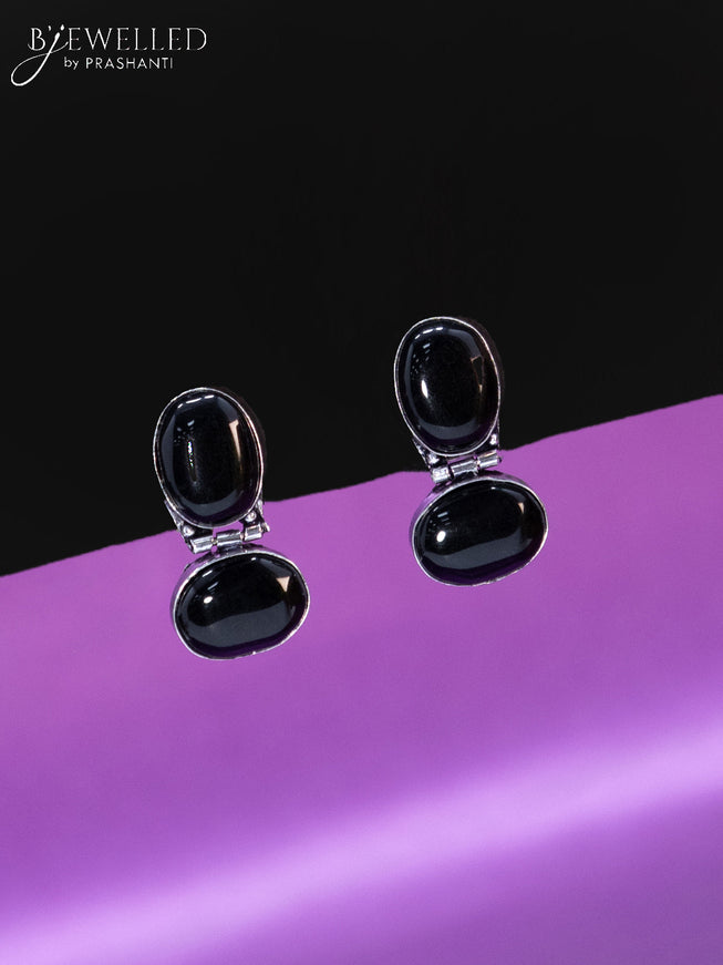 Oxidised earrings with black stones