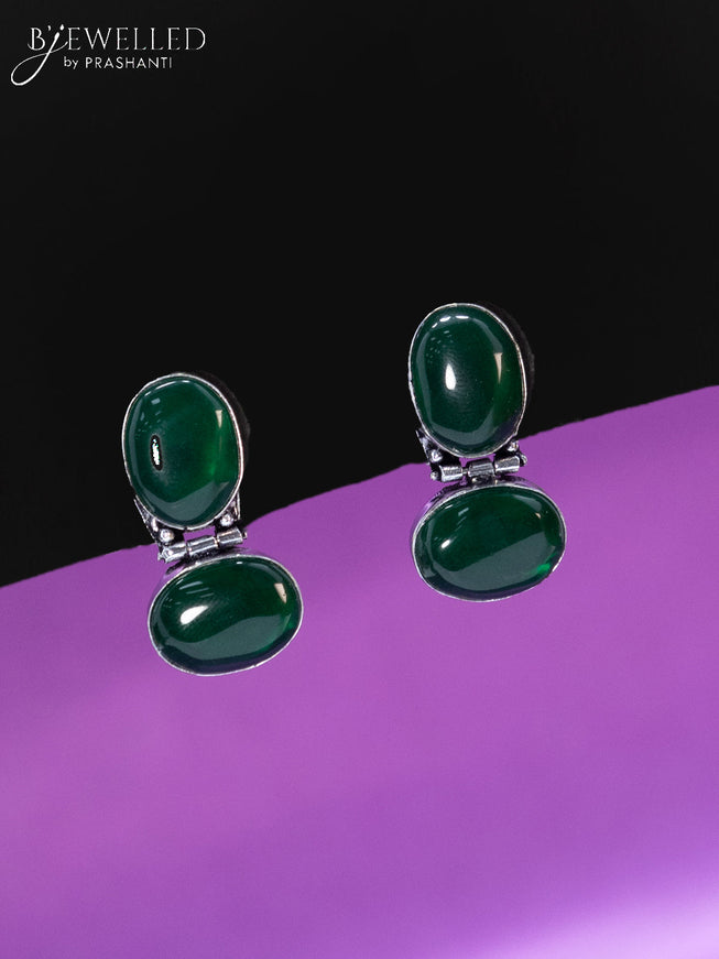 Oxidised earrings with emerald stones