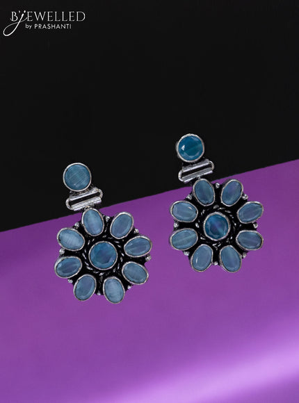 Oxidised earrings with light blue stones