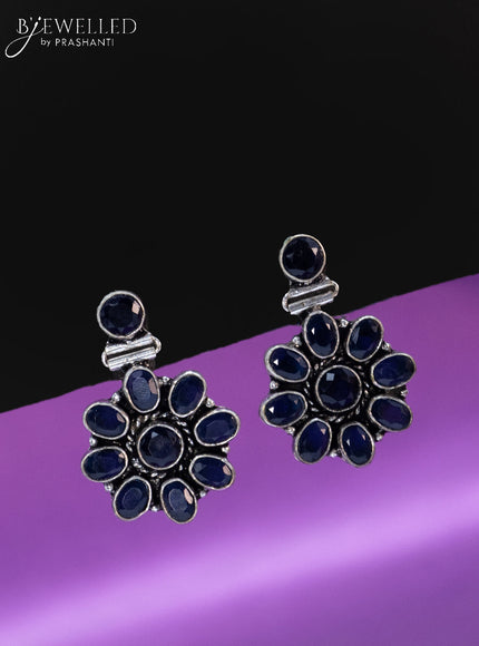 Oxidised earrings with sapphire stones