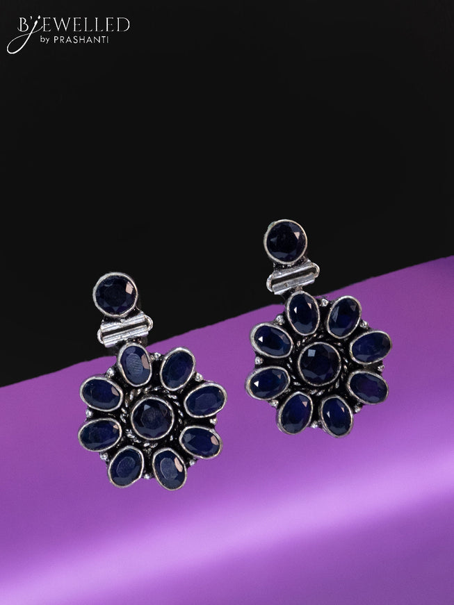 Oxidised earrings with sapphire stones