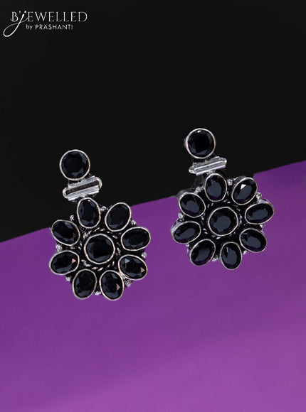 Oxidised earrings with black stones