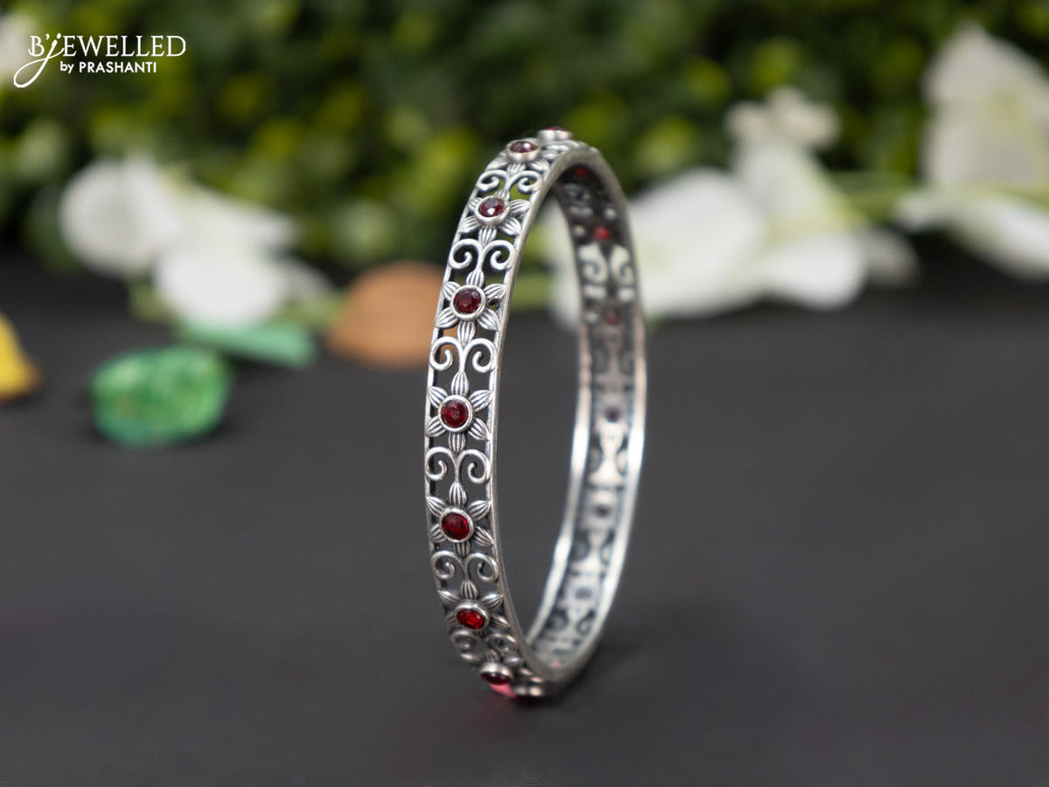 Oxidised bangle with ruby stones