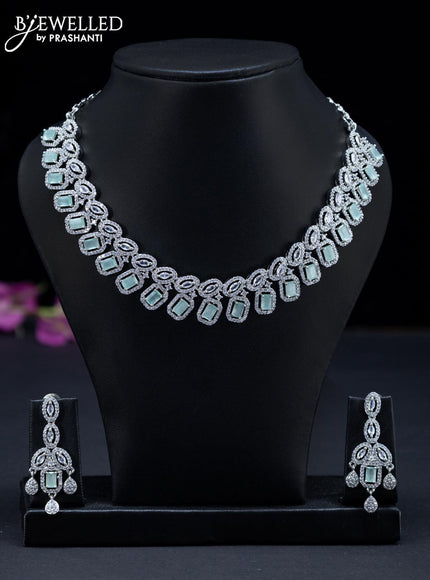 Zircon necklace with mint green and cz stones