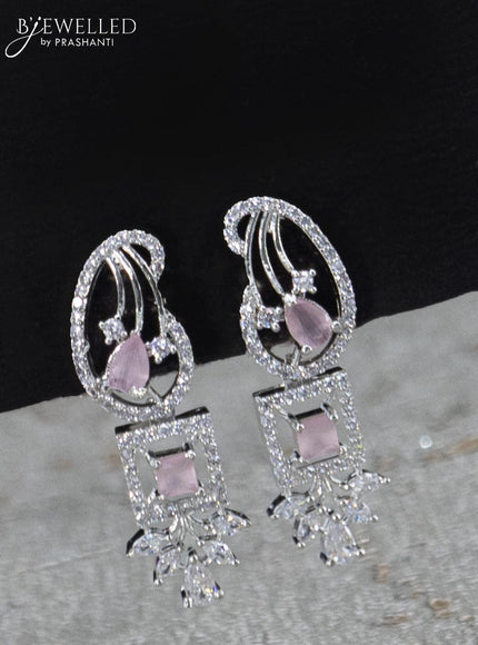 Zircon haaram with baby pink and cz stones