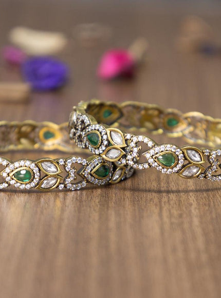 Victorian bangles with emerald and cz stones