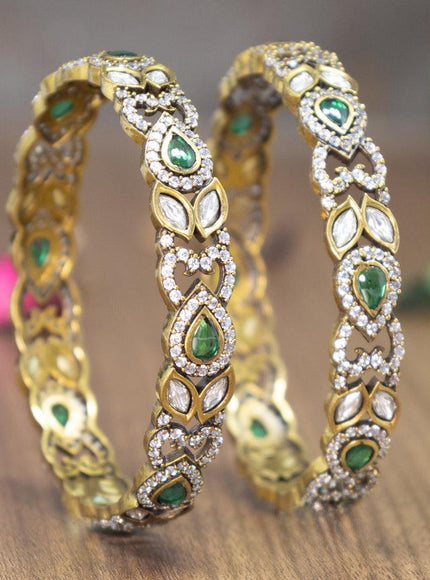 Victorian bangles with emerald and cz stones