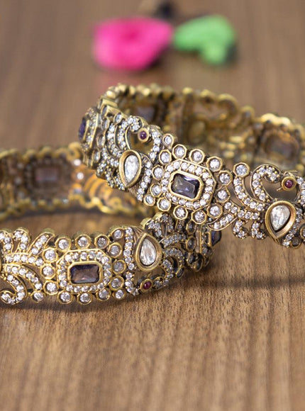 Victorian bangles peacock design with violet and cz stones