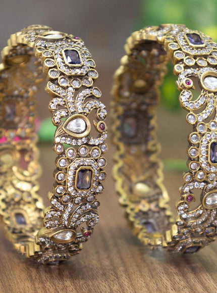 Victorian bangles peacock design with violet and cz stones