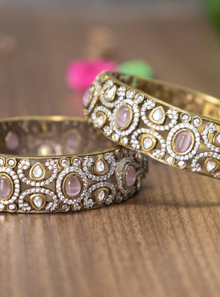 Victorian bangles with baby pink and cz stones