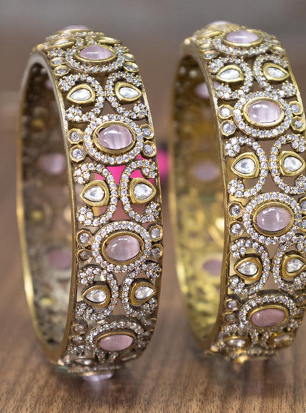 Victorian bangles with baby pink and cz stones