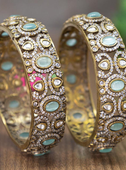 Victorian bangles with mint green and cz stones