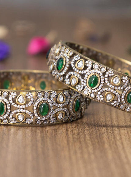 Victorian bangles with emerald and cz stones