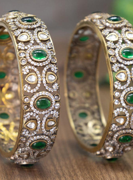 Victorian bangles with emerald and cz stones