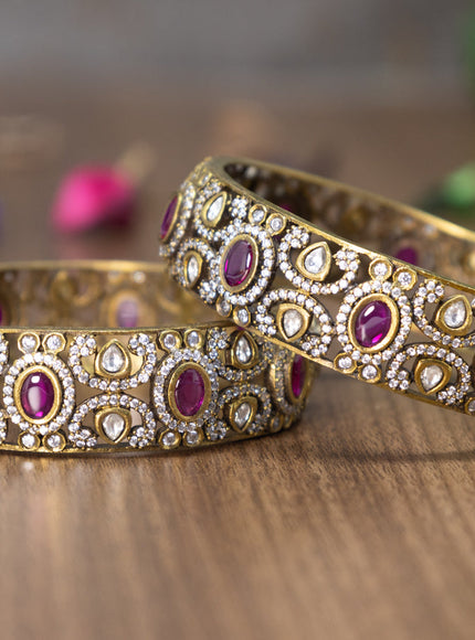 Victorian bangles with pink kemp and cz stones