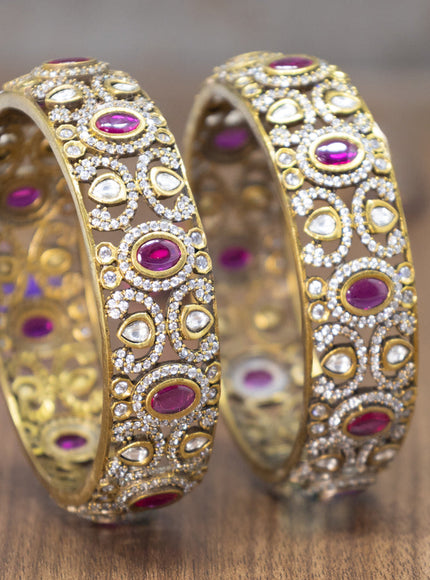 Victorian bangles with pink kemp and cz stones