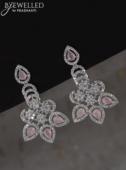 Zircon choker floral design with baby pink and cz stones