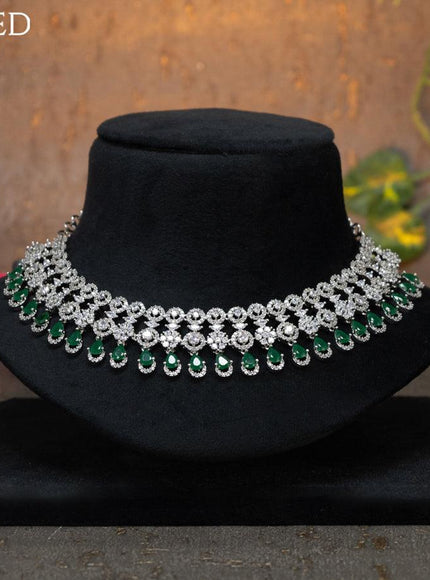 Zircon choker with emerald and cz stones