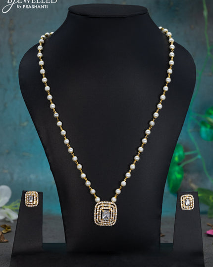 Pearl necklace with cz stones
