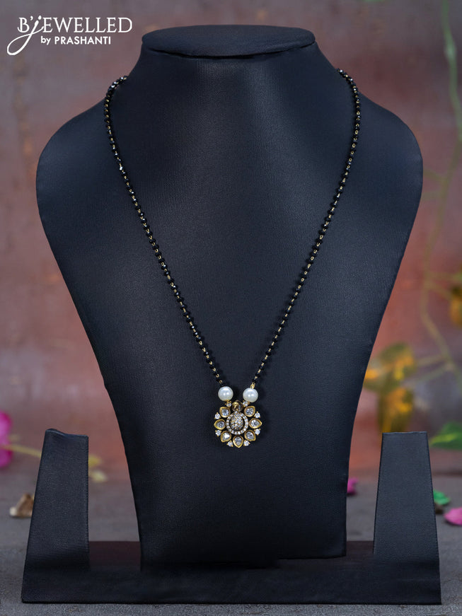 Mangalsutra with cz stone and peacock pendant without earring