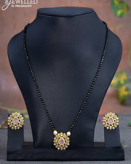 Mangalsutra floral design with baby pink and cz stones