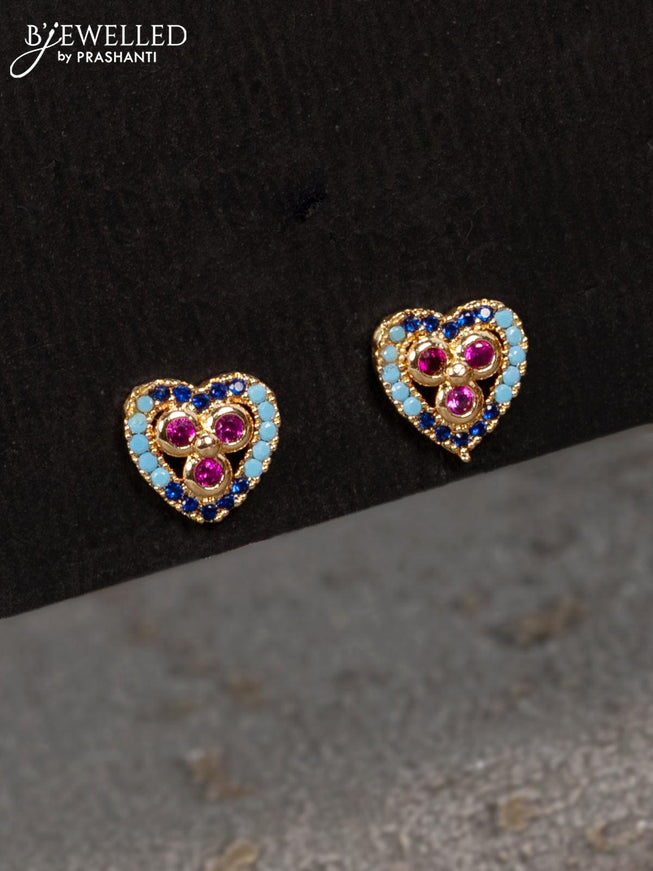 Rose gold earrings with multicolour stones